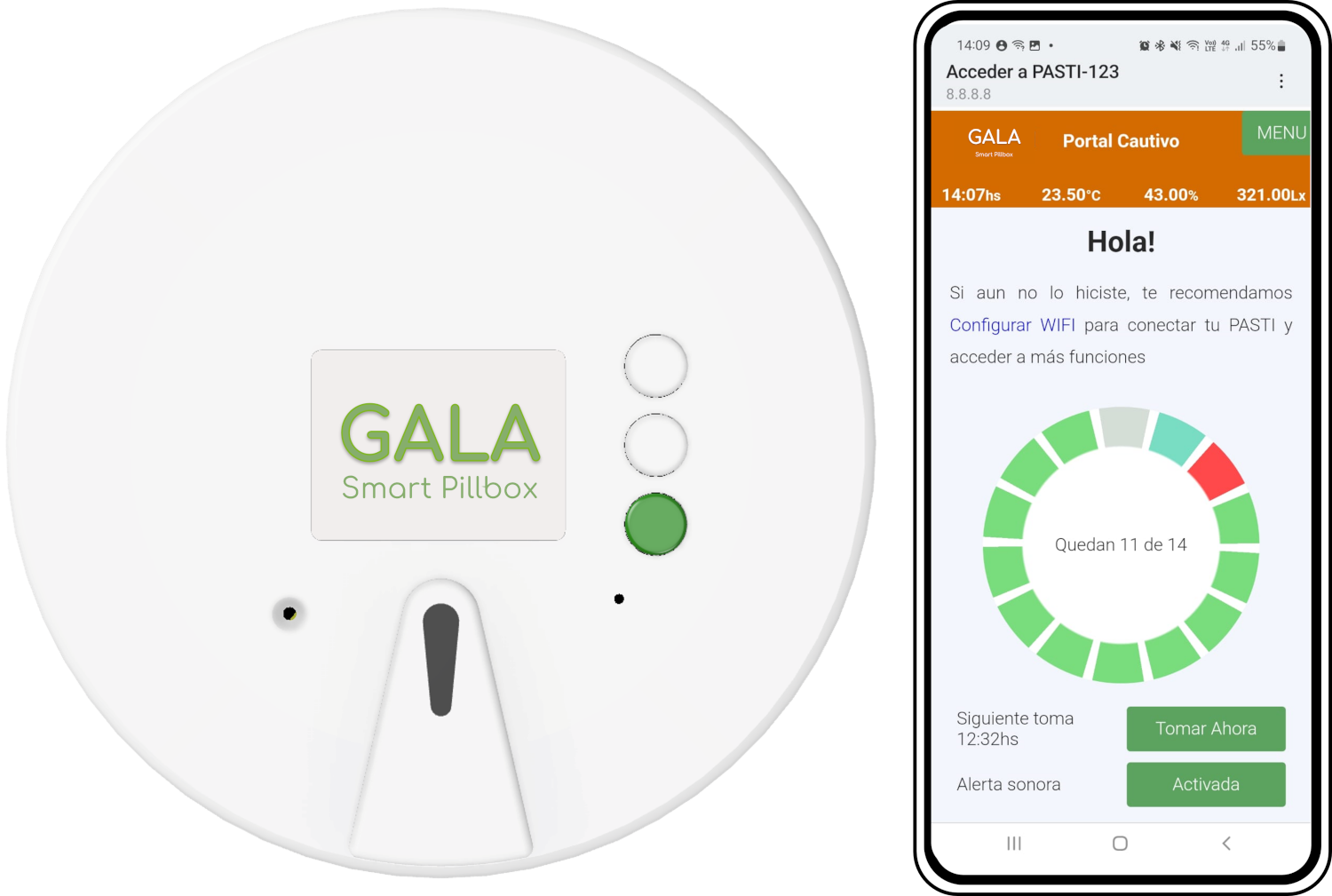 Tamaño de GALA comparado con un celular